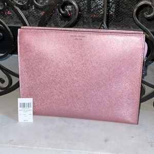 Henri Bendel West 57th Large Cosmetic Clutch Bag Pink NWT